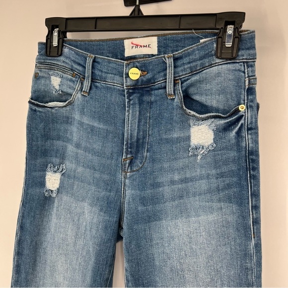 FRAME Denim Le High‎ Straight Jean In Laskey Rips Women's Size 27 - Picture 3 of 14